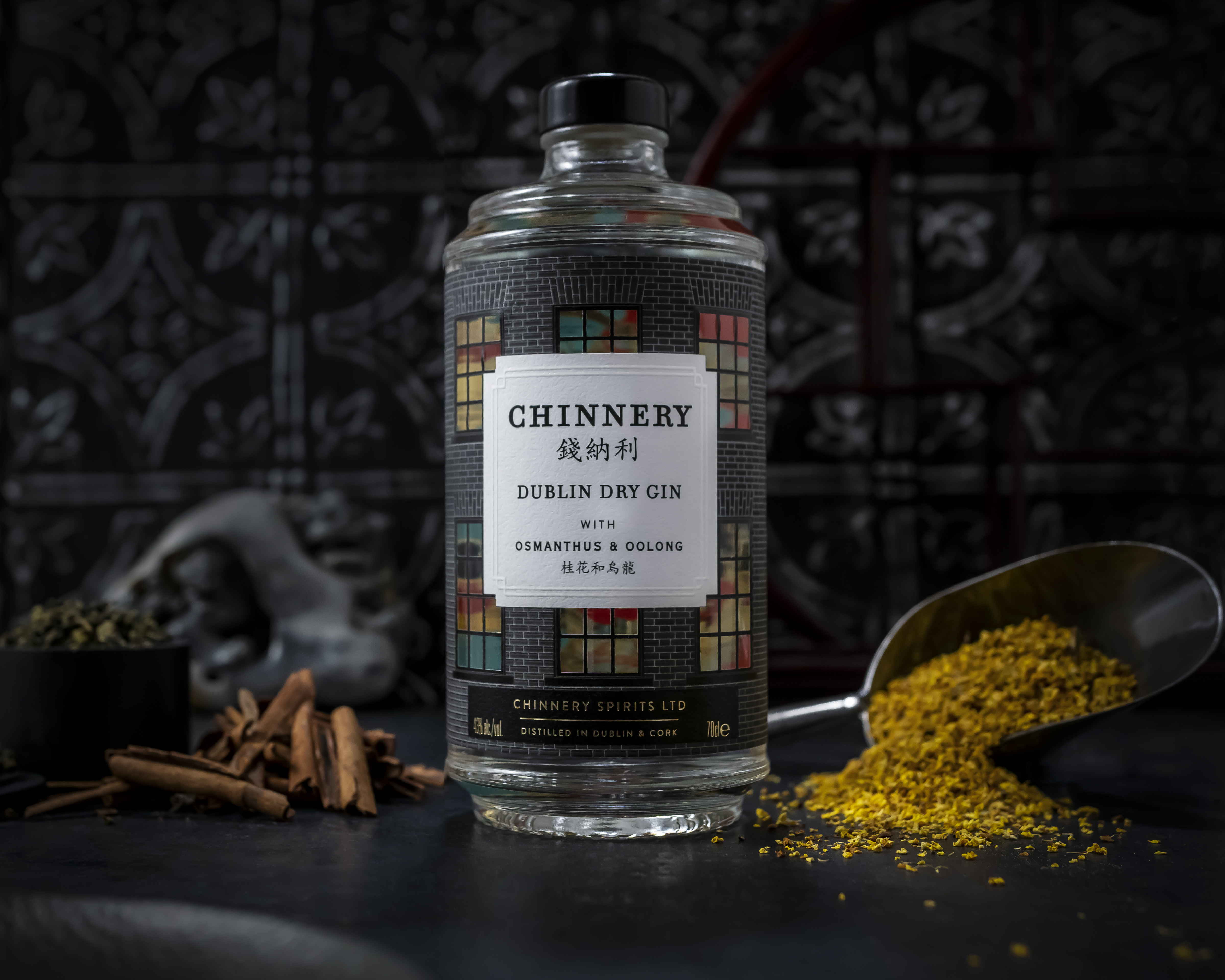 Chinnery Gin Bottle Shot with Botanicals